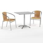 Flash Furniture 31.5'' Square Aluminum Indoor-Outdoor Table with 2 Beige Rattan Chairs (TLH-ALUM-32SQ-020BGECHR2-GG)-Aluminum, Plastic, Rattan, Stainless Steel