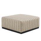 Modway Conjure Channel Tufted Upholstered Fabric Ottoman - Black/Beige-Channel Tufting Details