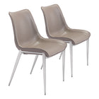 Zuo Magnus Dining Chair - Brown/Silver - Set of 2-Assembly required