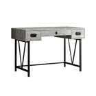 Monarch I 7413 Wood Grain with Black Metal Computer Desk - Grey-Thick paneled computer desk finished in a modern grey reclaimed wood-look, with attractive black metal legs