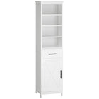 Kleankin Freestanding Bathroom Cabinet with 3-Tier Shelf, Cupboard & Drawer - White-Compact and tall cabinet perfectly fits in narrow spaces    