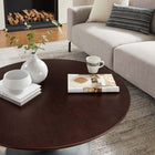 Modway Lippa 36" Round Wood Coffee Table - Black Cherry Walnut-Non-Marking Felt Pad