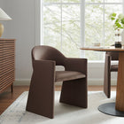 Modway Talia Performance Velvet Dining Armchair - Chocolate Brown-Wide Angular Armrests