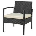Manhattan Comfort Noli Modern Patio 2-Person Seating Group 3-Piece Set with End Table - Black/Cream-22.83" L x 23.23" W x 27.95" H