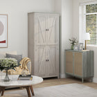 HOMCOM 72" H Freestanding Kitchen Pantry and Buffet Cabinet - Grey-Adjustable shelves allow you to store various height items such as pitchers, pasta containers, and blenders 
