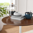 Modway Lippa 20" Round Wood Side Table - White/Walnut-Non-Marking Felt Pad