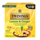Twinings Lemon & Ginger Herbal Tea Bags - 50 Pack-Made with ginger root, lemon and ginger flavours, lemongrass, blackberry leaves and lemon peel for a bright and flavourful herbal infusion