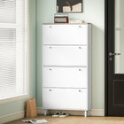 HOMCOM Shoe Cabinet with 4 Flip Drawers in Narrow Design - White-Anti-tipping kit ensures extra safety for families