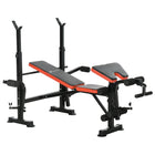 Soozier Adjustable Weight Bench with Leg Extension - Barbell Rack - Preacher Curl Pad-Multifunctional unit includes squat rack, leg extension, butterfly curl for various exercise modes 