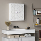 HOMCOM Bathroom Wall Cabinet with 2 Doors, Adjustable Shelf - White-Two handles and hinges make it easy to open and close the door
