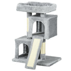 PawHut Plush Cat Tree Tower Activity Center with Sisal Scratching Post - Light Grey-Covered with soft plush, your cats will love this feline-friendly touching and rest on it for hours no end 