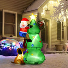 HOMCOM 6' Lit Inflatable Christmas Tree with Santa Claus and Dog Decoration-Automatic inflation after power-on for easy setup 