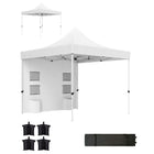 Outsunny 10 ft W x 10 ft L Heavy Duty Pop Up Canopy Tent - UPF50+ - White-Quick setup and folding with a wheeled carry bag for easy transport and storage