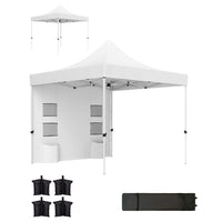 Outsunny 10 ft W x 10 ft L Heavy Duty Pop Up Canopy Tent - UPF50+ - White-Quick setup and folding with a wheeled carry bag for easy transport and storage