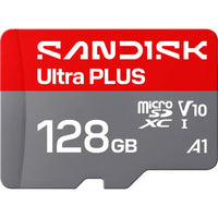 Sandisk 128GB Ultra PLUS MicroSD UHS-I Card-UHS Speed Class 1 (U1) performance, suitable for Full HD video recording