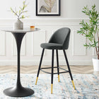 Modway Cordial Fabric Bar Stools - Gray - Set of 2-Matte Black Metal Legs