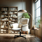 Homy Casa Adjustable Height Fabric Office Chair with Armrest-Beige-Fabric Upholstery: The soft and textured fabric adds a touch of luxury and comfort, making long working hours more enjoyable.