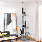 PawHut 89" - 100 Floor-To-Ceiling Cat Tree with Anti-tip Kit - Grey-Scratching posts encourage natural scratching, saving your furniture 