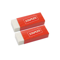 Staples White Vinyl Erasers - 2 Pack-Block Vinyl Eraser