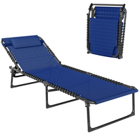 Outsunny Outdoor Folding Lounge Chair for Camping - Hiking - Navy Blue-Finished edges on this patio dining set improve safety and everyday comfort