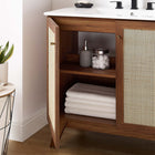 Modway Soma 36" Bathroom Vanity Cabinet - Walnut-Rattan Weave Doors