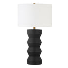 Hudson&Canal Carlin 27" Tall Ceramic Table Lamp with Fabric Shade - Matte Black/White-Modern and contemporary design for your living room, workspace, or bed side table