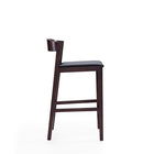 Manhattan Comfort Klismos 20" Mid-Century Modern Faux Leather Upholstered Counter Stool - Black and Dark Walnut - 3 Pack-Seat Height: 26.5"