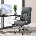 Vinsetto Linen Fabric Home Office Chair with Armrests - Grey-Linen-feel fabric is breathable and comfortable