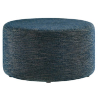 Modway Callum Large 29" Round Woven Heathered Fabric Upholstered Ottoman - Heathered Weave/Azure-Woven Heathered Fabric Upholstery