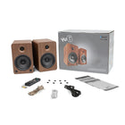 Kanto YU6 200W Powered Bookshelf Speakers with Bluetooth and Phono Preamp - Walnut-Outputs: SUB-out, USB charge port (5V / 1A)