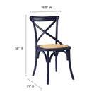 Modway Gear Dining Side Chair - Midnight Blue - 2 Pack-Natural rattan seat