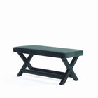 Manhattan Comfort Abigail 42.12" Mid-Century Modern Velvet Upholstered Ottoman Bench - Green-High Quality Piped Cushion with Plush Foam Padding for Comfort and Style