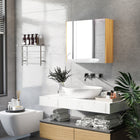 Kleankin Wall Mount Bathroom Mirror Cabinet with Three Doors - White-Made of quality MDF board for sturdy construction