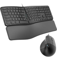 Delton KB250 & S38 Ergonomic Wired Keyboard and Mouse Combo - Black-Our computer keyboard and mouse offer a wrist-friendly design that reduces strain, promoting a natural hand position for comfortable, extended use without discomfort.