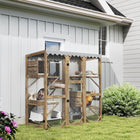 PawHut 59" H Outdoor Wooden Catio Cat Enclosure - Brown-Solid wood and galvanized wire mesh ensure durability 