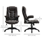 Vinsetto Height Adjustable Executive Office Chair with Swivel Wheels and Arms - Brown-Rocking function for taking a break and stretching out your back