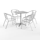 Flash Furniture 23.5" Square Aluminum Indoor-Outdoor Table Set with 4 Slat Back Chairs-Table and Chair Set