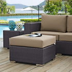 Modway Convene Outdoor Patio Fabric Square Ottoman - Espresso/Mocha-Powder Coated Aluminum Frame