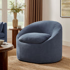 Modway Sadie Slipcovered Linen-Blend Round Accent Chair - Denim-Down Blend Cushions