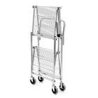 Luxor Collapsible Steel Wire 2-Shelf Cart - Silver-Easy assembly; simply attach handle and casters