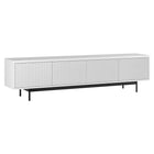 Hudson&Canal Whitman TV Stand for TV's up to 85" - White-Features four doors with open-concept storage cabinets