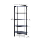 Can-Bramar Etagere Bookcase 5 Shelves 80W x 34.3D x 181.8H cm, Matte Black Frame w/Black Melamine Shelves (HP20905-MBB)-Product Dimensions: 71.5"H x 31.5"W x 13.5"D (181.8H x 80W x 34.3D cm)