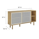 Modway Kurtis 59" Sideboard - Oak-Metal Mesh Sliding Doors