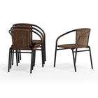 Flash Furniture Medium Brown Rattan Indoor-Outdoor Restaurant Stack Chair-Stackable for easy transportation and storage