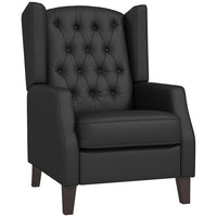 HOMCOM Faux Leather Accent Chair with Wood Legs - Thick Padding for Living Room - Black-Water-resistant PU leather is well-suited for high traffic areas and requires minimal maintenance 
