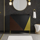 Modway Alchemist 36" Bathroom Vanity Cabinet - Black/Gold-Tapered Metal Legs