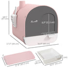 PawHut Cat Litter Box with Lid, Removable Tray, Scoop and Filter - Pink-Scoop attaches to the side 
