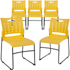 Flash Furniture HERCULES Sled Base Stack Chairs with Air-Vent Back - Yellow - 5 Pack-Set of 5 Multipurpose Stack Chairs