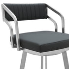 Armen Living Capri 26" Counter Height Modern Swivel Bar Stool in Metal & Slate Grey Faux Leather-5