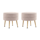 Manhattan Comfort Bailey 18.11" Mid-Century Modern Polyester Blend Upholstered Ottoman - Oatmeal with Gold Legs - 2 Pack-Mid-Century Modern Ottoman Perfect for Living Room Use
